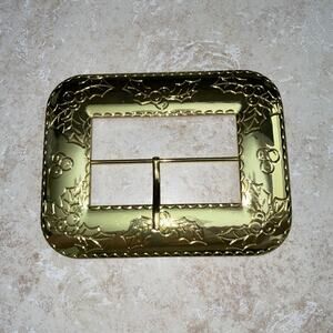 SANTA CLAUS CAST BELT BUCKLE CHRISTMAS HOLLY DESIGN COSTUME ACCESSORY NEW